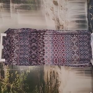 Studio 253 Womens 2X paisley fun stretchy comfy maxi skirt side slit